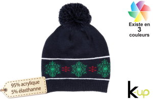 Bonnet ski snowboard personnalisé avec pompon et motif fantaisie 