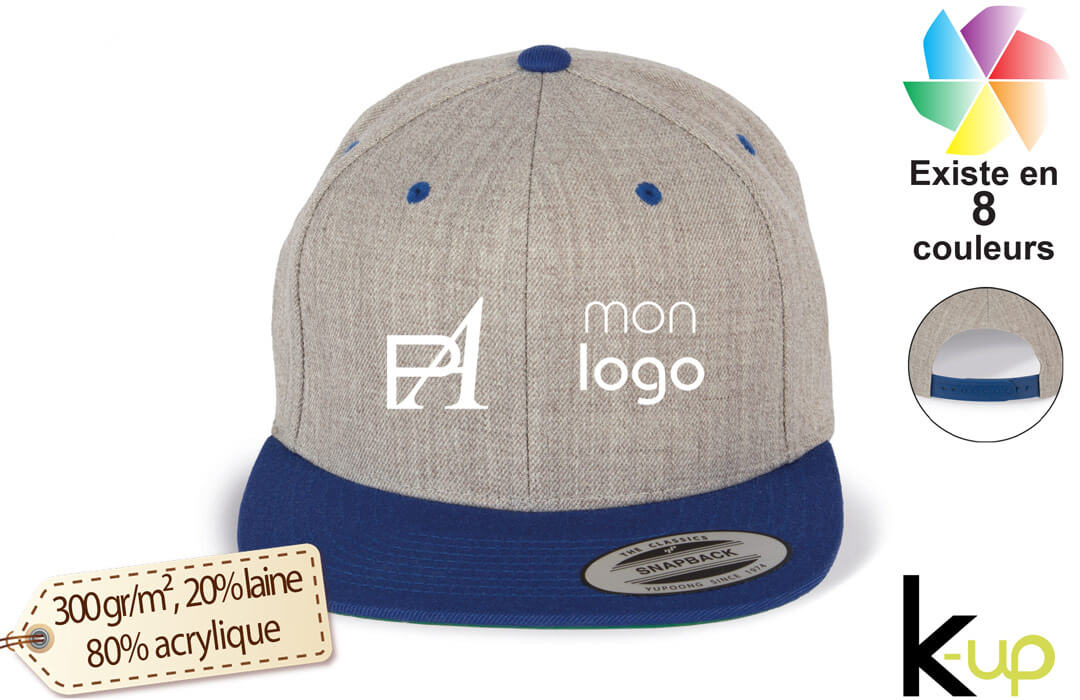 Casquette visière plate snapback Yupoong publicitaire personnalisée