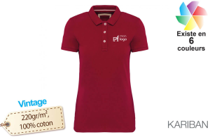 Polo vintage personnalisé aspect vieilli pour femme