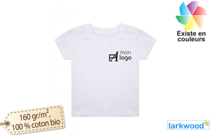 T-shirt blanc pour bébé en coton biologique publicitaire personnalisé 