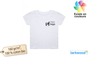 T-shirt personnalisé blanc pour bébé en coton biologique