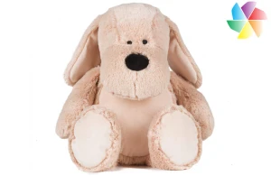 Peluche chien publicitaire personnalisée avec accès zippé pour le marquage 