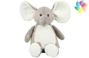 Peluche éléphant publicitaire personnalisée avec accès zippé pour le marquage 