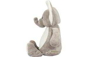 Peluche éléphant 46 cm avec accès zippé pour la personnalisation