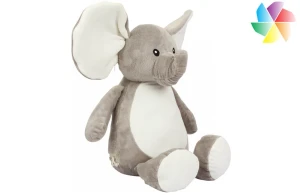 Peluche éléphant 46 cm avec accès zippé pour la personnalisation