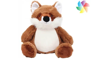 Peluche renard publicitaire personnalisée avec accès zippé pour le marquage 