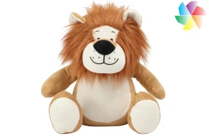 Peluche lion publicitaire personnalisée avec accès zippé pour le marquage 