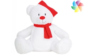 Peluche ours de noël publicitaire personnalisée avec accès zippé pour le marquage 