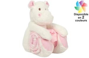 Peluche hippopotame avec sa couverture