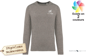 Pull en laine mérinos bio écoresponsable pour homme