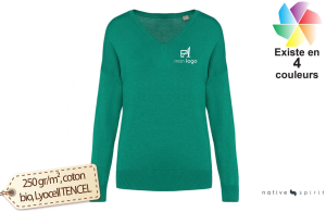 Pull col V à fibre écologique végétale pour femme