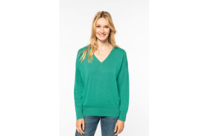 Pull col V à fibre écologique végétale pour femme