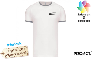 T-shirt de sport respirant performance bicolore mixte publicitaire personnalisé 