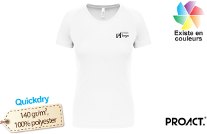 T-shirt finisher blanc pour femme publicitaire personnalisé 