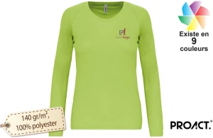 T-shirt de sport manches longues ProAct pour femme publicitaire personnalisé 