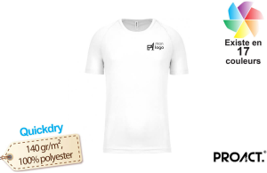 T-shirt finisher ProAct blanc à manches courtes pour enfant