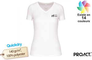 T-shirt de sport technique respirant ProAct col v pour femme