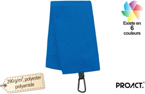 Serviette de golf personnalisée ProAct avec crochet mousqueton métal 