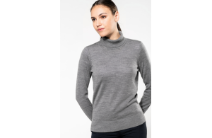 Pull à col roulé en laine mérinos pour femme