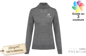 Pull à col roulé en laine mérinos pour femme