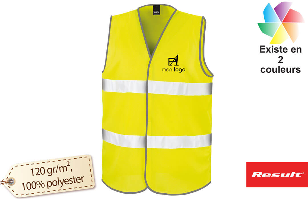 Gilet de sécurité jaune fluo Homologué 2 bandes personnalisable