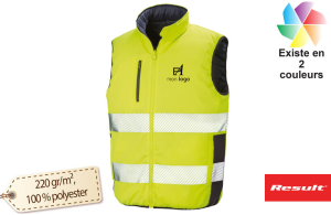 Bodywarmer de sécurité haute visibilité réversible personnalisable 