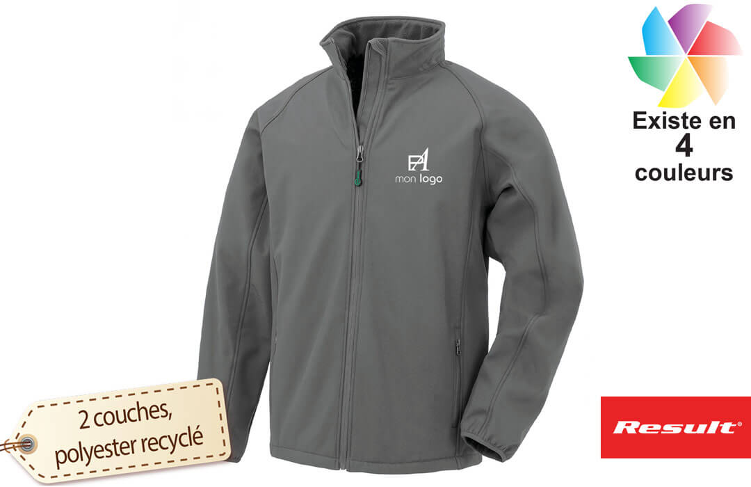 Veste softshell personnalisee respirante a fibre recyclee pour homme