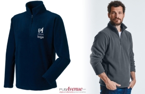 Sweat polaire personnalisé Russell à col zippé et surface lisse