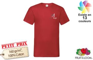 Tee shirt col V fruit of the loom homme publicitaire personnalisé 