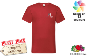 Tee shirt col V fruit of the loom pour homme