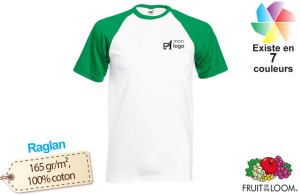 T-shirt baseball manches raglan publicitaire personnalisé 