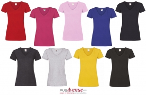 Tee shirt col V fruit of the loom pour femme