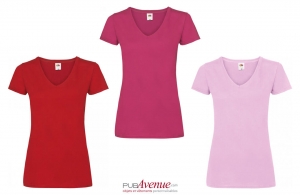 Tee shirt col V fruit of the loom pour femme