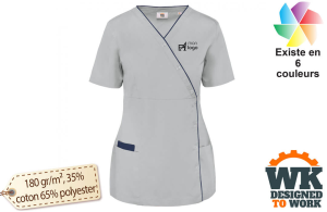 Blouse médicale couleur avec pression pour femme