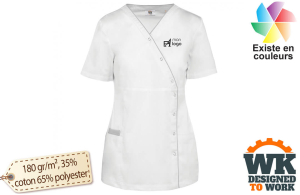 Blouse médicale personnalisée à pression pour femme 