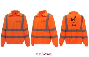 Sweat-shirt zippé haute visibilité à bande réfléchissante