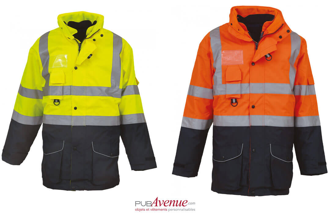 Parka haute visibilité professionnel de travail homme transport chantier  manutention artisan, HVSH01