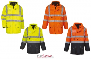 Parka de chantier à bande réfléchissante haute visibilité