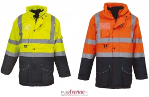 Parka de chantier à bande réfléchissante haute visibilité