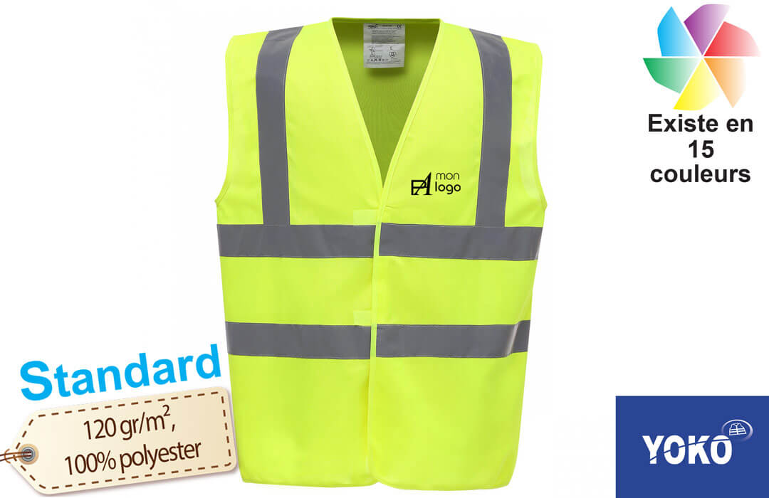 Gilet de sécurité personnalisé. Gilet haute visibilité publicitaire.