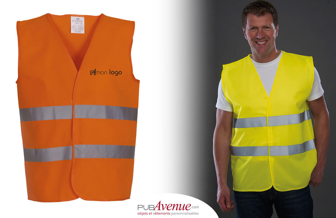 Gilet de sécurité jaune fluo Homologué 2 bandes personnalisable