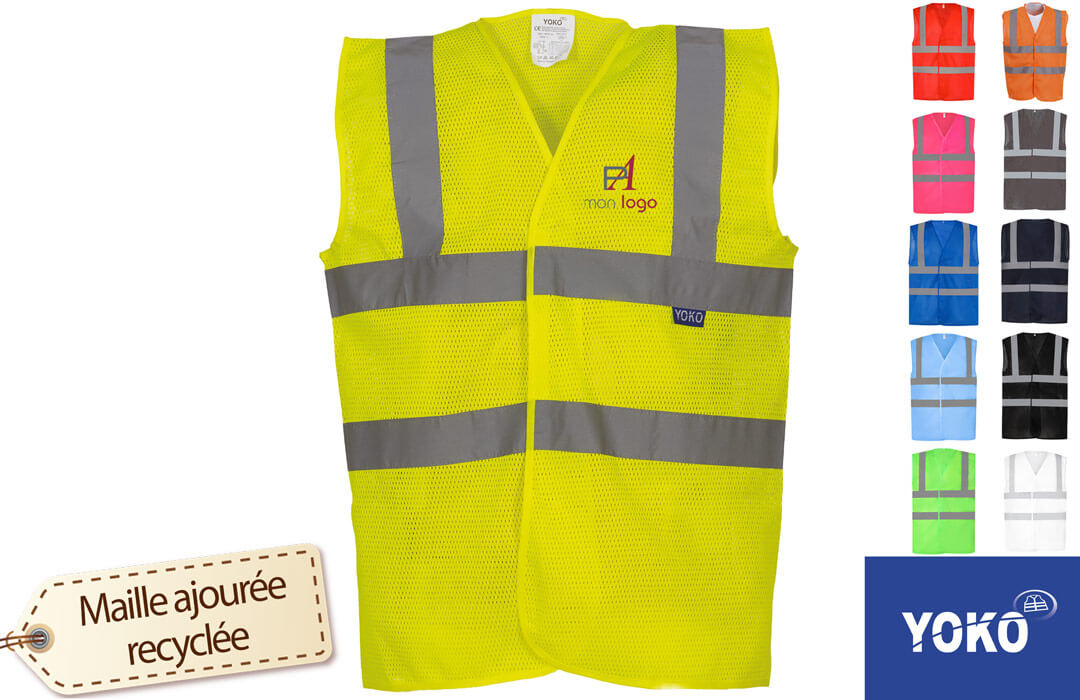 Gilet Jaune/Bleu multi-fonction, de haute visibilité bandes réfléchissantes  de 5 cm