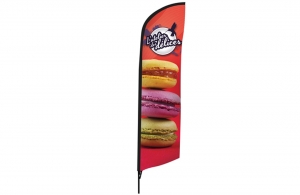 Drapeau plume publicitaire 2400 x 550 cm beach flag personnalisé pas cher 