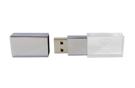 Clé USB cristal, verre et métal