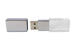 Clé USB personnalisée cristal en verre et métal