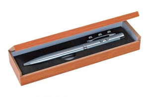 Stylo pointeur laser personnalisé dans son étui en bois 