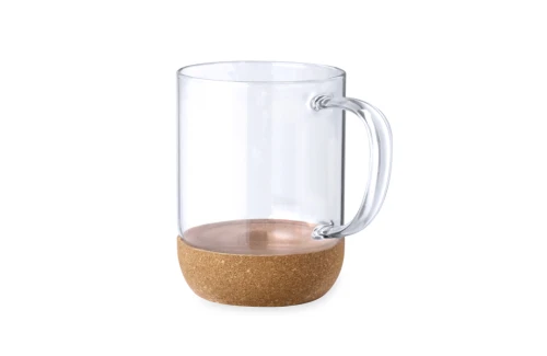 Grand mug personnalisé Saryne de 450 ml en verre et liège