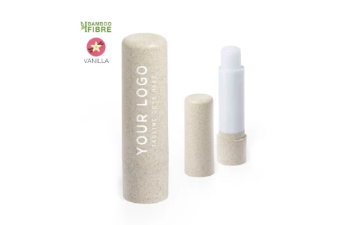 Tube de baume à lèvres publicitaire personnalisé Fledar en fibre de bambou gout vanille 