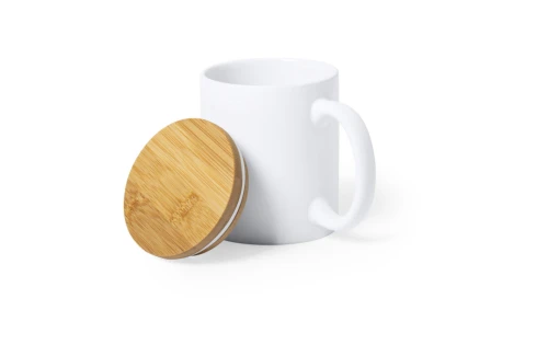 Mug personnalisé Yotel de 370 ml avec couvercle en bambou