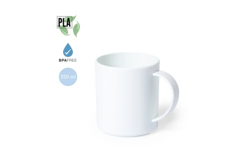 Mug personnalisé écologique Pioka de 350 ml en PLA compostable